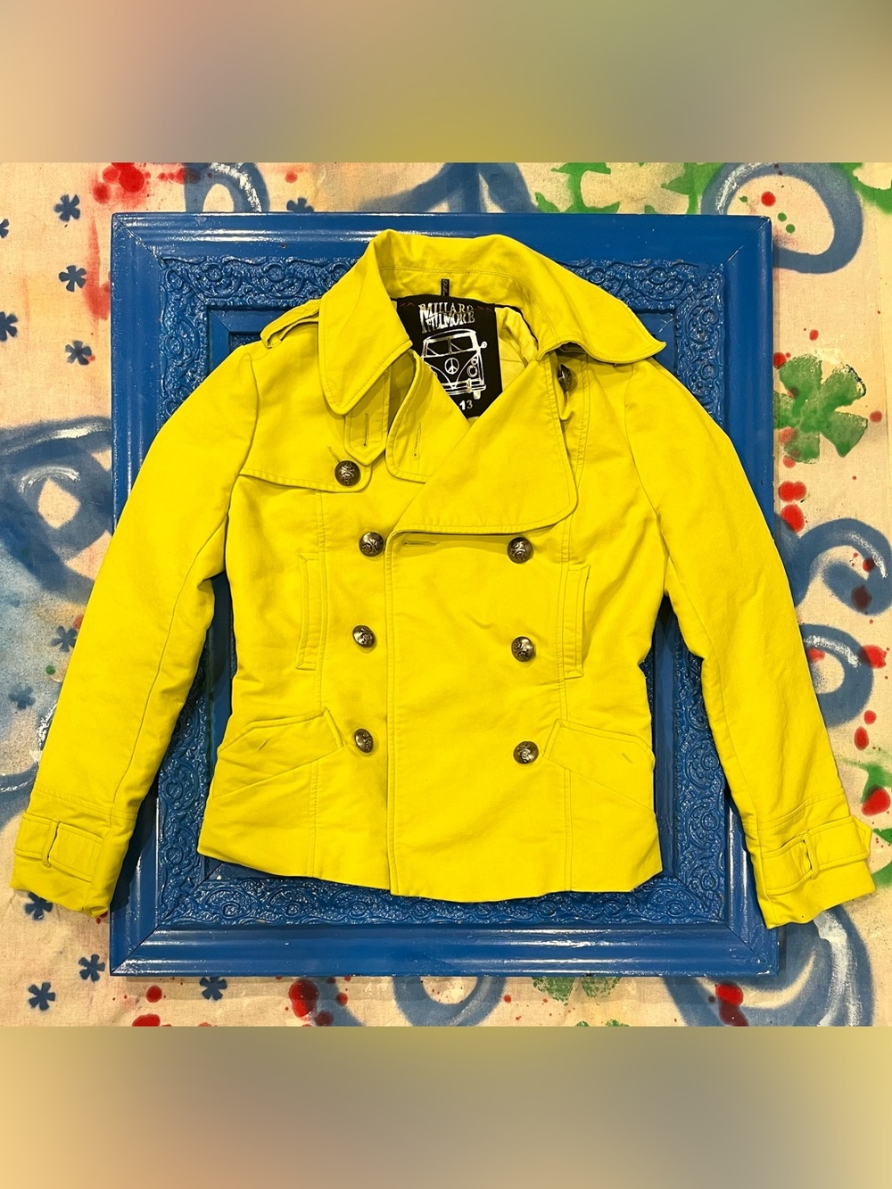 Hillared Bright Yellow Double-Breasted Peacoat